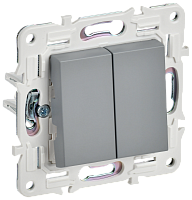 IEK SKANDY Выключатель 2-клавишный перекрестный 10А SK-V06Gr серый  (SK-V23-0-10-K03)