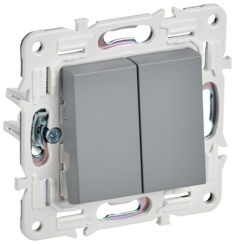 IEK SKANDY Выключатель 2-клавишный перекрестный 10А SK-V06Gr серый  (SK-V23-0-10-K03)