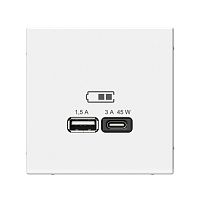 Systeme Electric ARTGALLERY USB Розетка A + тип-C 45Вт высокоскор.заряд. QC, PD, механизм, белый (GAL000129)