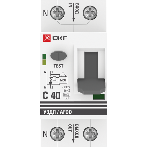 EKF Устройство защиты от дугового пробоя (УЗДП) с автоматическим выключателем 1P+N 40А (C) 6кА PROxima (afdd-2-40C-pro) фото 2