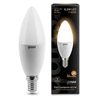 GAUSS Лампа светодиодная LED 6.5вт 230в Е14 теплый мат.свеча  (103101107)
