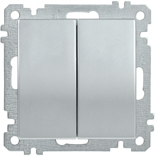 IEK ВС10-2-0-Б Выключатель двухклавишный 10А BOLERO серебрянный IEK  (EVB20-K23-10)