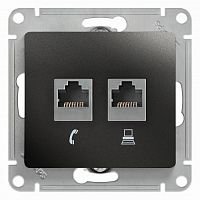 SCHNEIDER ELECTRIC GLOSSA Розетка двойная RJ11+RJ45 категория 5E антрацит в рамку (GSL000785)