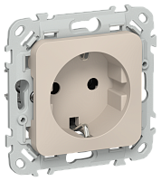 FLITE Розетка с заземлением без защитных шторок безвинтовое крепление 16А  льняной (FI-R11-16-1-K88)