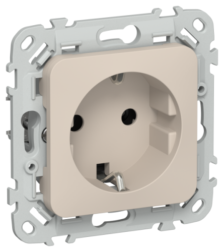 FLITE Розетка с заземлением без защитных шторок безвинтовое крепление 16А  льняной (FI-R11-16-1-K88)