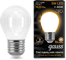 GAUSS Лампа светодиодная LED 5Вт 230в,E27 Filament OPAL теплый,шар  (105202105)