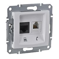 SCHNEIDER ELECTRIC Sedna Розетка телефонная+компьютерная белая (SDN5200121)