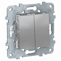 SCHNEIDER ELECTRIC Переключатель UNICA NEW 2-клав перекрестный 2 x схема 7 10 AX 250 В алюминий (NU521530)