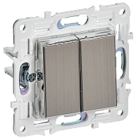 IEK SKANDY Выключатель 2-клавишный 10А SK-V04N никель  (SK-V20-0-10-K50)