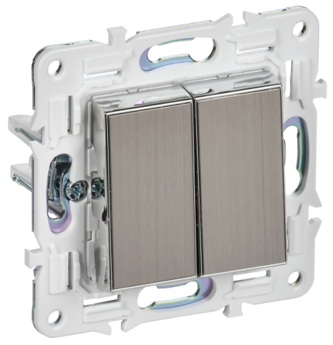 IEK SKANDY Выключатель 2-клавишный 10А SK-V04N никель  (SK-V20-0-10-K50)