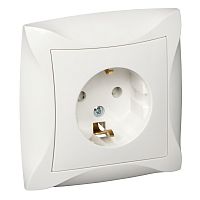 SCHNEIDER ELECTRIC ДУЭТ Розетка с заземлением со шторками белая (WDE000144)