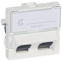 LEGRAND Mosaic Розетка RJ45Х2 UTP кат.6 2 модуля 45 градусов (076504 )