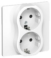 FLITE Розетка 2-местная с заземлением с защитными шторками 16А в сборе РСш12-0-К- белый (FI-R24C-16-K01)