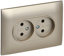 IEK SKANDY Розетка 2-местная без заземления с защитными шторками 10А в сборе SK-R09Sh шампань  (SK-R23-10-K37-F)