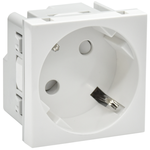 IEK PRIMER РКС-20-30-П-45 Розетка 45град с заземляющим контактом защитной шторкой и винтовым зажимом (2 модуля) белая  (PR-KK40D-RSZH-2-2-45-K01)