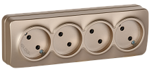IEK GLORY Розетка 4-местная для открытой установки без заземления без защитных шторок 10А РС24-2-ХШм шампань матовый  (ERH40-K37M-10)