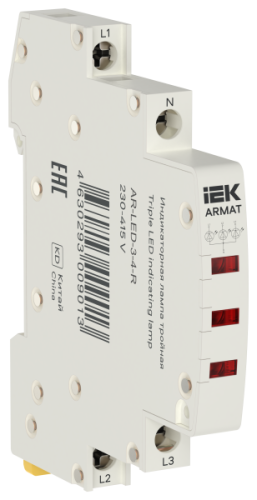 IEK ARMAT Лампа индикаторная тройная LED 230-415В AC красная  (AR-LED-3-4-R)