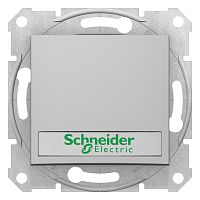 SCHNEIDER ELECTRIC Sedna Выключатель кнопочный с надписью с подсветкой алюминий SDN1700460 (SDN1700460)