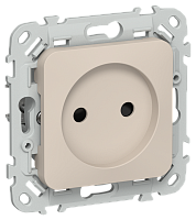 FLITE Розетка без заземления с защитными шторками безвинтовое крепление 10А  льняной (FI-R13-10-1-K88)