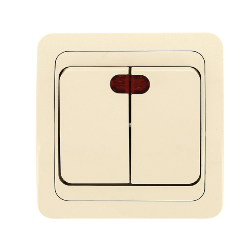 EKF Лондон Выключатель двухклавишный с индикатором 10А бежевый (EEV10-123-20) фото 2