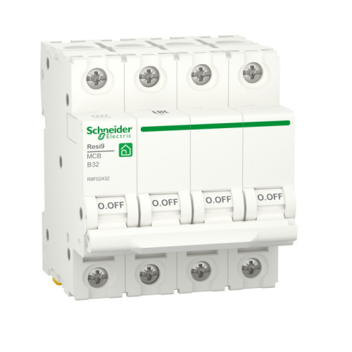 SCHNEIDER ELECTRIC RESI9 Выключатель автоматический B 32А 4P 6000A (R9F02432)