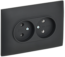 IEK SKANDY Розетка 2-местная без заземления без защитных шторок 10А в сборе SK-R10G графит  (SK-R20-10-K53-F)