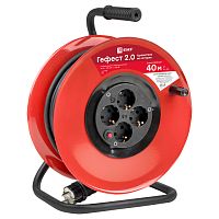 EKF Удлинитель на катушке Гефест 2.0 4 гнезда 40м с заземлением и предохранителем КГ 3x2.5 16А/3.5кВт P (UKG02-16-R325-4-40)