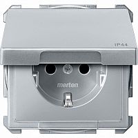 SCHNEIDER ELECTRIC Механизм розетки Schuko с крышкой сталь (MTN2414-4060)