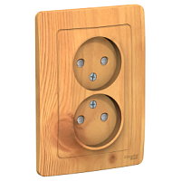 SCHNEIDER ELECTRIC BLANCA скрытой установки розетка двойная без заземления со шторками, 16А, 250В, ясень (BLNRS000125)