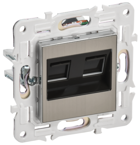 IEK SKANDY Розетка компьютерная двойная RJ45 кат.5E SK-K03N никель  (SK-K20-1-K50)
