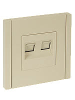 IEK FORTE&PIANO Розетка двойная RJ11+RJ45 кат.5E FP435 ваниль  (FP-KT20-O-1-K10)