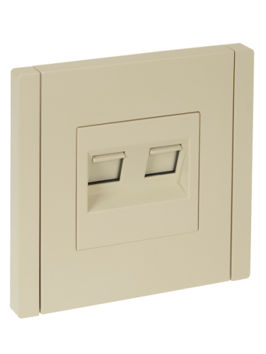IEK FORTE&PIANO Розетка двойная RJ11+RJ45 кат.5E FP435 ваниль  (FP-KT20-O-1-K10)