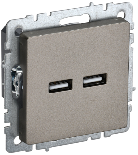 IEK BRITE Розетка USB A+A 5В 3,1А РЮ10-1-БрШ шампань IEK (BR-U21-D31-K37)