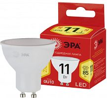 ЭРА Лампа светодиодная ECO LED MR16-11W-827-GU10  (диод, софит, 11Вт, тепл, GU10)   (10/100/4000)  (Б0040877)
