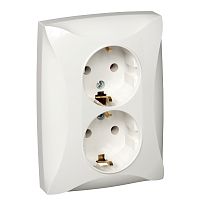 SCHNEIDER ELECTRIC ДУЭТ Розетка двойная с заземлением белая (WDE000124)