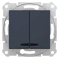SCHNEIDER ELECTRIC Sedna Выключатель двухклавишный с подсветкой в рамку графит схема 5 (SDN0300370)