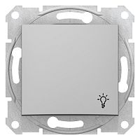 SCHNEIDER ELECTRIC Sedna Выключатель кнопочный одноклавишный свет в рамку алюминий (SDN0900160)