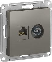 SCHNEIDER ELECTRIC Розетка ATLASDESIGN двойная компьютерная+ТВ RJ45+TV категория 5E механизм сталь (ATN000989)