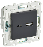 IEK SKANDY Розетка USB A+C 3,1А SK-R14G графит  (SK-U22-D31-K53)