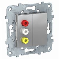 SCHNEIDER ELECTRIC Розетка UNICA NEW 3 RCA алюминий (NU543130)