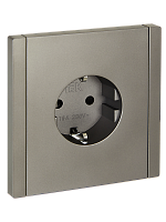 IEK FORTE&PIANO Розетка 1-местная с заземлением с защитными шторками винтовое крепление 16А FP515 сталь  (FP-R14-16-K46)