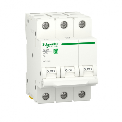 SCHNEIDER ELECTRIC RESI9 Выключатель автоматический С 6А 3P 6000A (R9F12306)