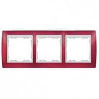 SIMON Рамка на 3 поста, S82, красный полупрозрачный - белый (82633-37)