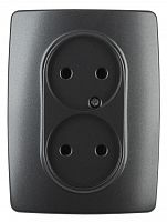 ЭРА Розетка 2X2P, 16A-250В, , антрацит, 12-2107-05 (Б0031242)