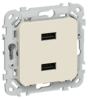 FLITE Розетка USB A+A 3,1А сливочный (FI-U21-D31-K86)