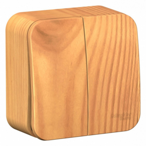 SCHNEIDER ELECTRIC BLANCA двухклавишный выключатель наружный  (cх.5) с изолирующей пластиной, 10A, 250B, ясень (BLNVA105015)