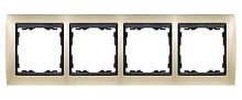 SIMON Рамка на 4 поста, S82, шампань матовая - графит (82844-34)