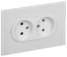 IEK SKANDY Розетка 2-местная без заземления без защитных шторок для плоской вилки 10А SK-R03W стекло арктический белый (SK-R20-10-K01)