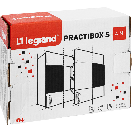 LEGRAND Practibox S Пластиковый щиток навесной 1X4 Дымчатая дверь (134614) фото 3