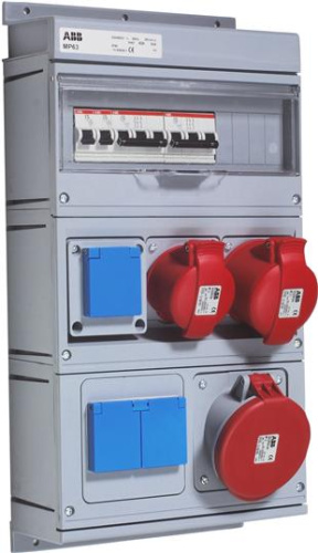ABB Бокс MP63 с розетками в сборе IP44 пластик  (MP63)  (2CMA168990R1000)